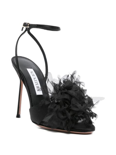 Aquazzura Poème flower-embellishment sandals - Black - zdjęcie produktu nr 2