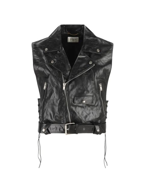 Saint Laurent leather biker vest - Black - zdjęcie produktu nr 1