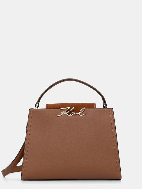 Karl Lagerfeld torebka skórzana K/SIGNATURE kolor brązowy B1W30061 - zdjęcie produktu nr 1