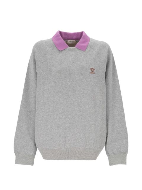 Versace polo collar embroidered sweatshirt - Grey - zdjęcie produktu nr 1
