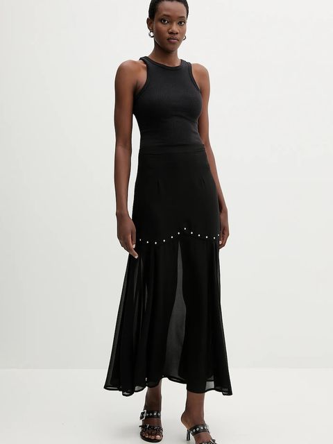 Never Fully Dressed spódnica kolor czarny maxi rozkloszowana NFDSK736