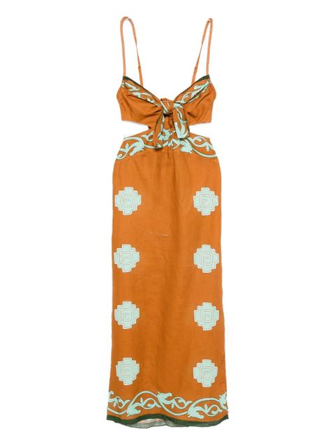 Johanna Ortiz Los Siete Mares midi dress - Brown