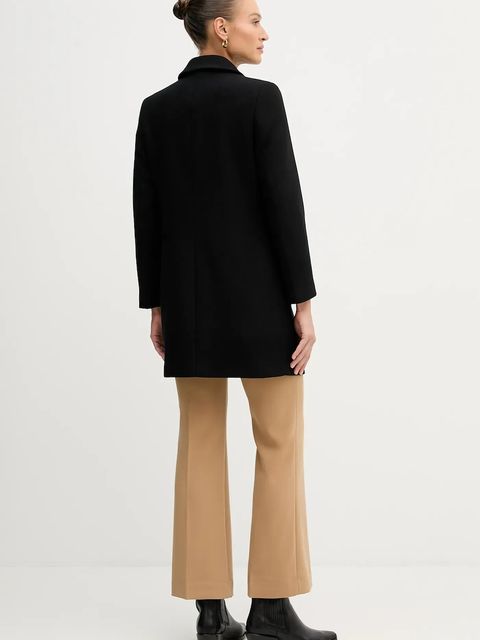 Sisley płaszcz wełniany kolor czarny przejściowy 2JJYLN04N