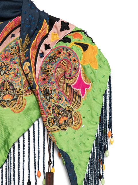 ETRO paisley-pattern beaded scarve - Blue