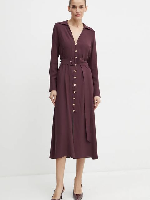 Twinset sukienka kolor bordowy midi rozkloszowana 242TT2320