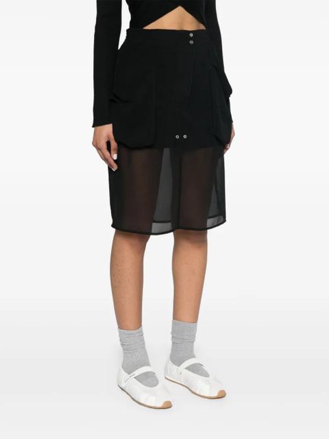 PINKO sheer-panels midi skirt - Black