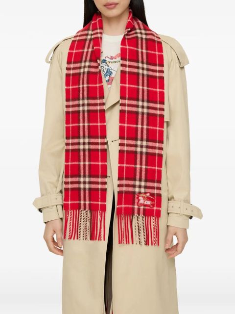 Burberry check fringing scarf - Red