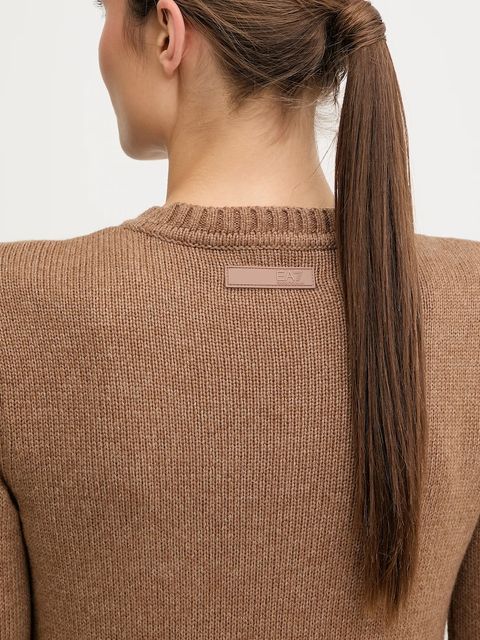 EA7 Emporio Armani sweter z dodatkiem wełny damski kolor brązowy AF17652.7W000699