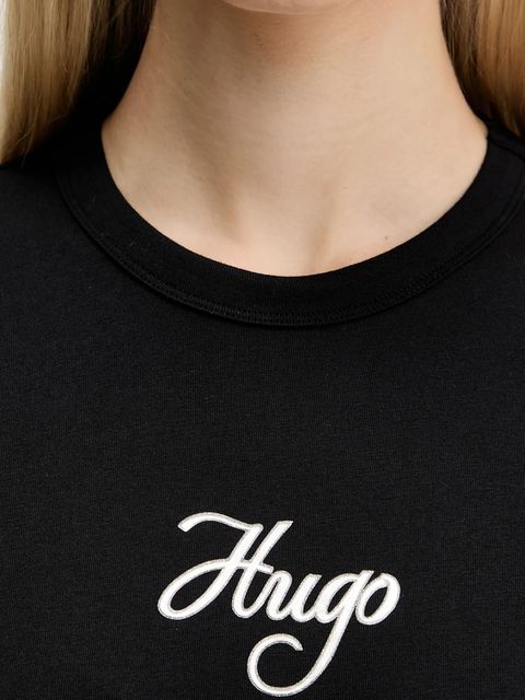 HUGO t-shirt bawełniany damski kolor czarny 50550117