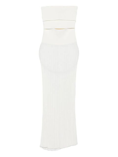 Christopher Esber pleated strapless dress - White