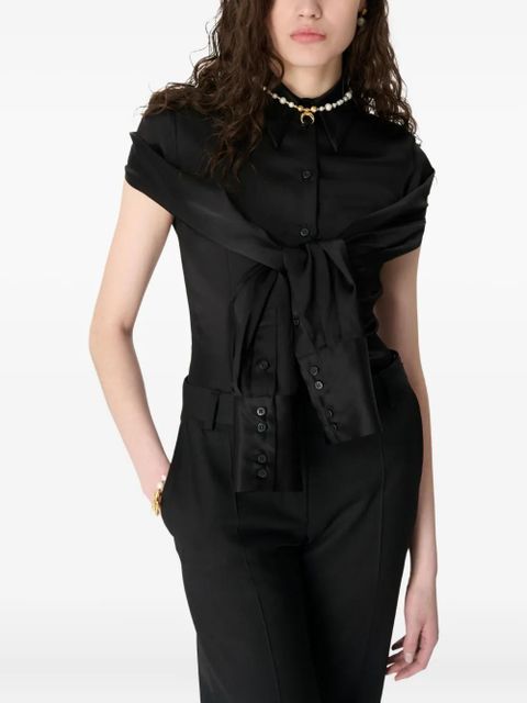 Marine Serre wrapped satin shirt - Black - zdjęcie produktu nr 1