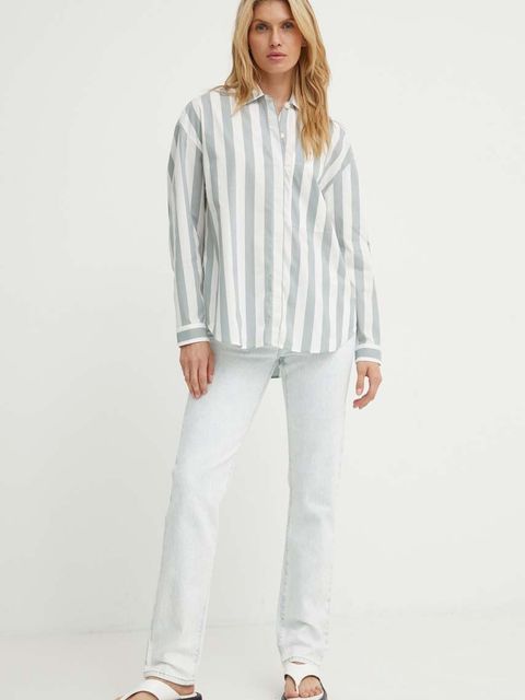 Marc O'Polo koszula damska kolor biały relaxed z kołnierzykiem klasycznym 406111542423