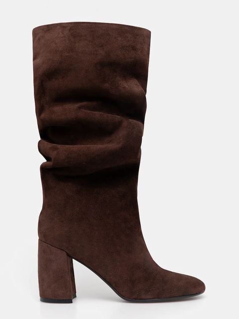 Answear.LAB kozaki zamszowe kolor brązowy na słupku