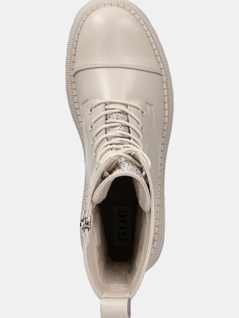 GOE workery skórzane damskie kolor beżowy na platformie SS2N4122 BEIGE