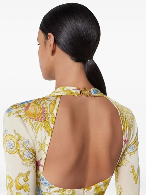 Versace Safety Pin Underwater Barocco mini dress - White