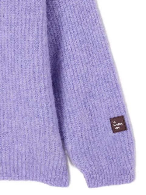 American Vintage East logo-patch crew-neck sweater - Purple