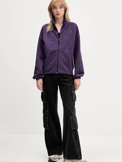 adidas bluza adidas x Z.N.E damska kolor fioletowy z nadrukiem JW7780