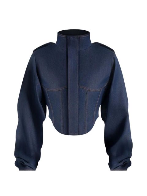Manière De Voir Solange tacked-sleeve denim jacket - Blue - zdjęcie produktu nr 1