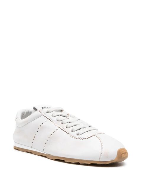 Miu Miu bleached leather sneakers - White
