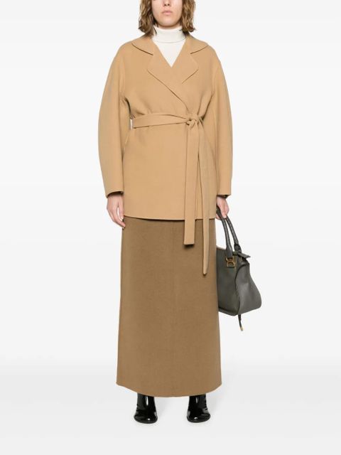Chloé notch-lapels brushed belted coat - Neutrals