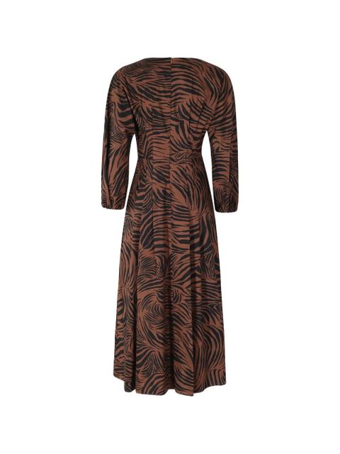 Max Mara Mstastice zebra-print V-neck midi dress - Brown - zdjęcie produktu nr 2