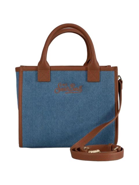 MC2 Saint Barth logo-embroidered leather-trim shoulder bag - Blue - zdjęcie produktu nr 2