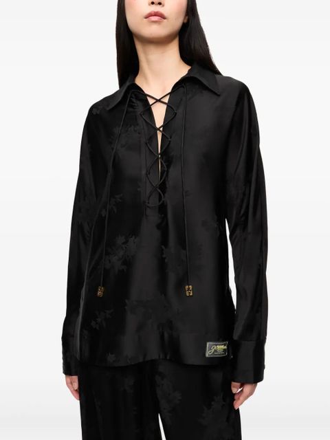 GANNI floral-jacquard shirt - Black