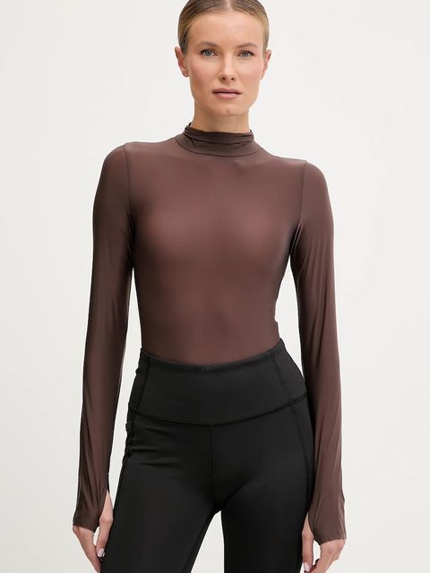 Calvin Klein Performance body treningowe kolor brązowy z półgolfem LVGWF5K139 - zdjęcie produktu nr 1
