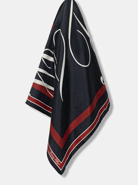 Tommy Hilfiger apaszka jedwabna damska kolor granatowy wzorzysta AW0AW17967