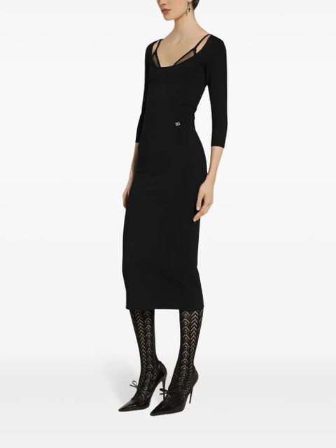 Dolce & Gabbana logo-plaque midi dress - Black - zdjęcie produktu nr 2