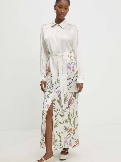 Answear.LAB sukienka kolor beżowy maxi prosta