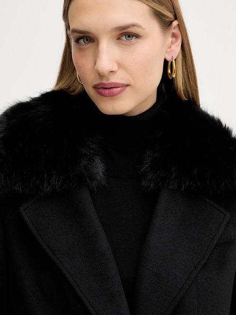 Guess płaszcz z dodatkiem wełny KAROLE kolor czarny W5BL19 W2642