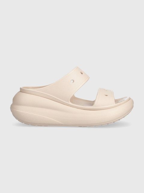 Crocs klapki Classic Crush Sandal damskie kolor różowy na koturnie 207670 - zdjęcie produktu nr 1