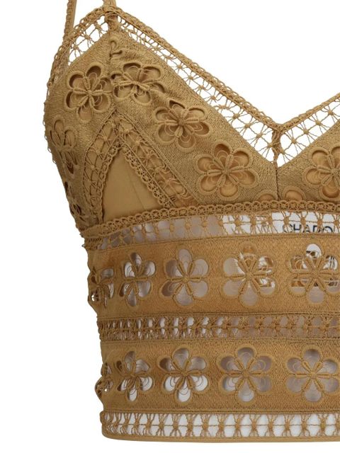 Charo Ruiz Ibiza Melie guipure-lace cropped top - Neutrals