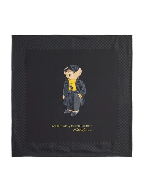 Polo Ralph Lauren chusta jedwabna damski kolor czarny wzorzysty 455P04667