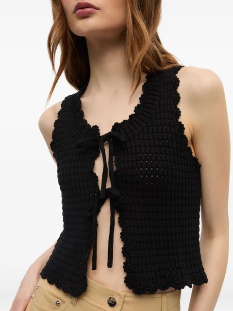 GANNI crochet-knit top - Black