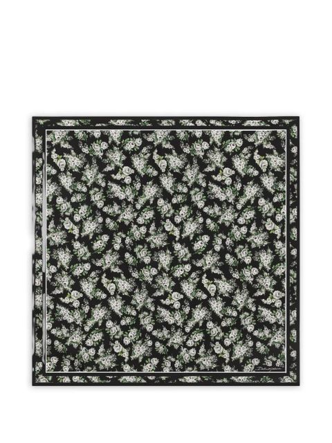 Dolce & Gabbana 70X70 small flower bouquet-print silk twill scarf - Black - zdjęcie produktu nr 1