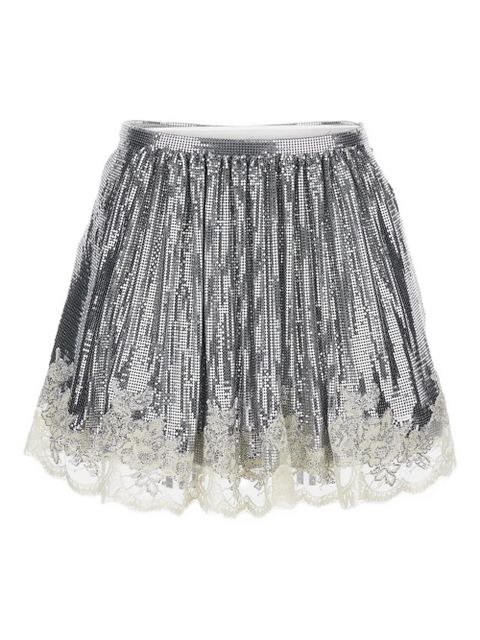 Rabanne metallic lace-trimmed skirt - Silver
