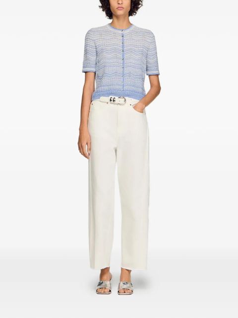 SANDRO zigzag short-sleeve cardigan - Blue - zdjęcie produktu nr 2