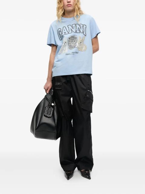 GANNI logo-print T-shirt - Blue - zdjęcie produktu nr 2