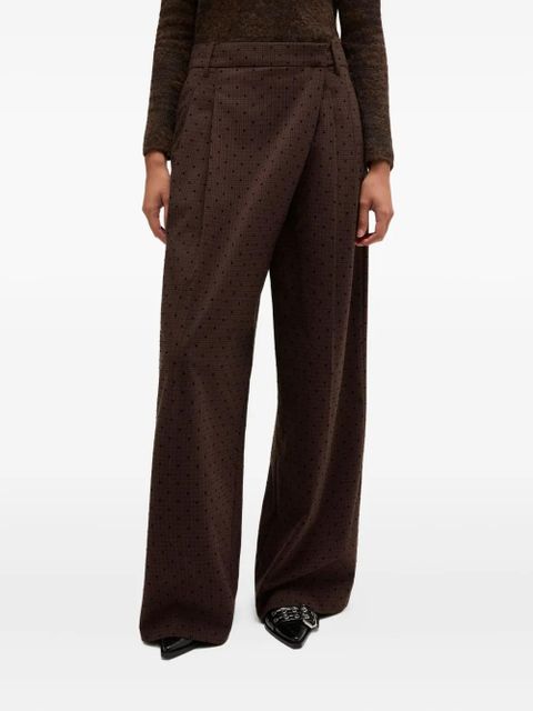 GANNI polka-dot pleated trousers - Brown