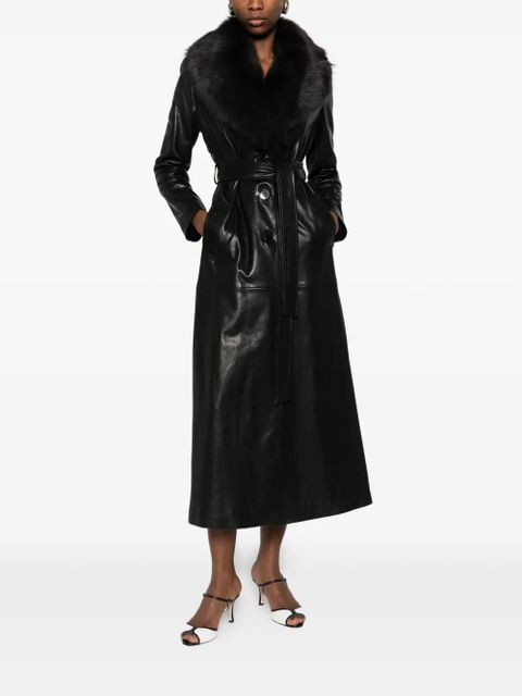 Nour Hammour Dakota fur-collar belted coat - Black - zdjęcie produktu nr 2