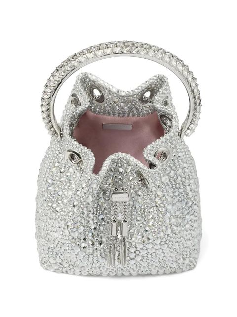 Jimmy Choo Bon Bon crystal-embellished circle-handle bucket bag - Silver