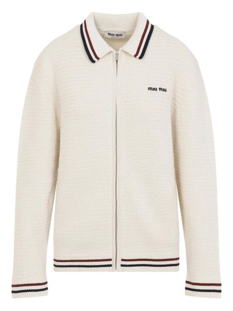 Miu Miu zip-up knitted cardigan - Neutrals - zdjęcie produktu nr 1