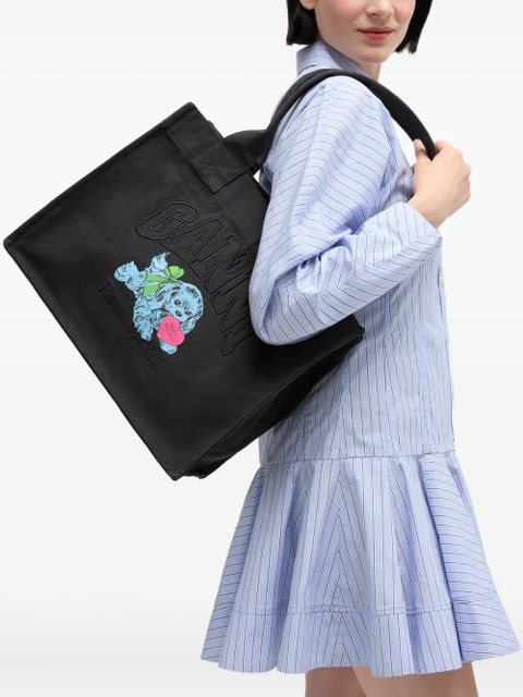 GANNI Puppy-print tote bag - Black