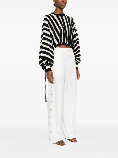 ZIMMERMANN striped balloon-sleeve top - Black