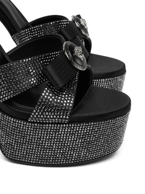 Versace 140mm Gianni Ribbon crystal sandals - Black