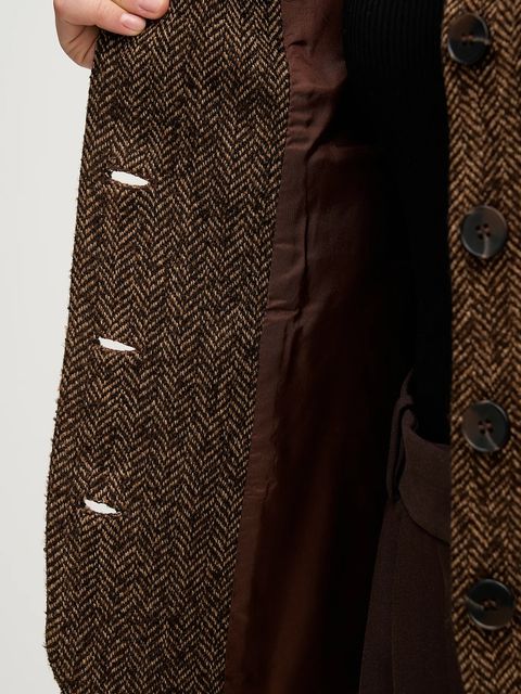 Hoss Intropia marynarka z dodatkiem wełny kolor brązowy jednorzędowa wzorzysta 5472069