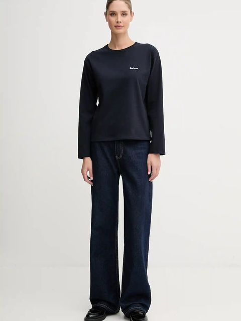 Barbour longsleeve bawełniany LAVENSDALE kolor granatowy LML0899