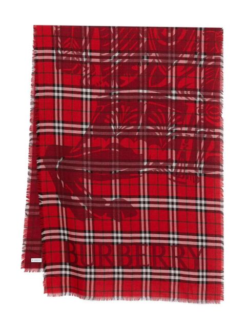 Burberry plaid fringed scarf - Red - zdjęcie produktu nr 1